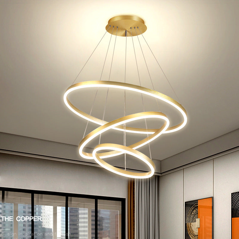 Living room chandelier modern simple lighting Internet celebrity light luxury Nordic lighting creative ring bedroom bar restaurant led