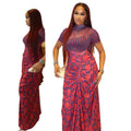 European and american women's clothing  autumn new collection: sweet and fresh printed mock neck short sleeve high waist slimming a-line dress