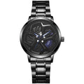 New creative tech men's steel band watch - hollow rotating dial quartz watch - dropshipping available