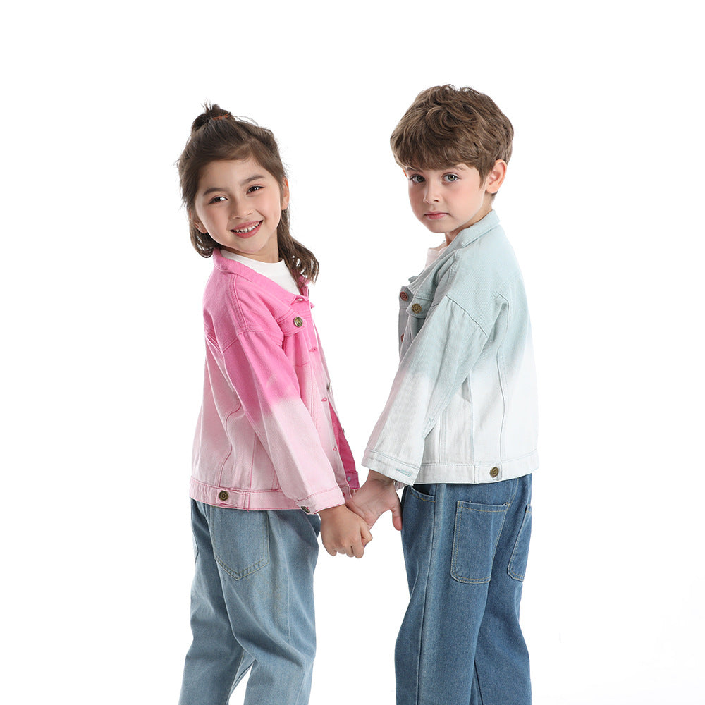 Export children's clothing boys and girls autumn outwearnew arrivalchildren's casual candy color denim tops boys spring & fall