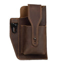 Vertical mobile phone waist bag men's men's belt crazy horse cowhide genuine leather retro leather case waist portable mobile phone bag