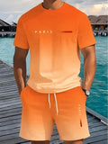 Summer new 3d print fashion trend mesh trendy cool short sleeve shorts t-shirt set - direct from european and american factories