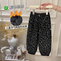 Girls' fall/winter fleece-lined thickened lantern pants, korean style baby pants, kids' outerwear casual pants, trendy children's clothing