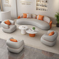 new luxury arc-shaped cat-scratch leather sofa set - ideal for clothing stores, beauty salons, lounges, and reception areas
