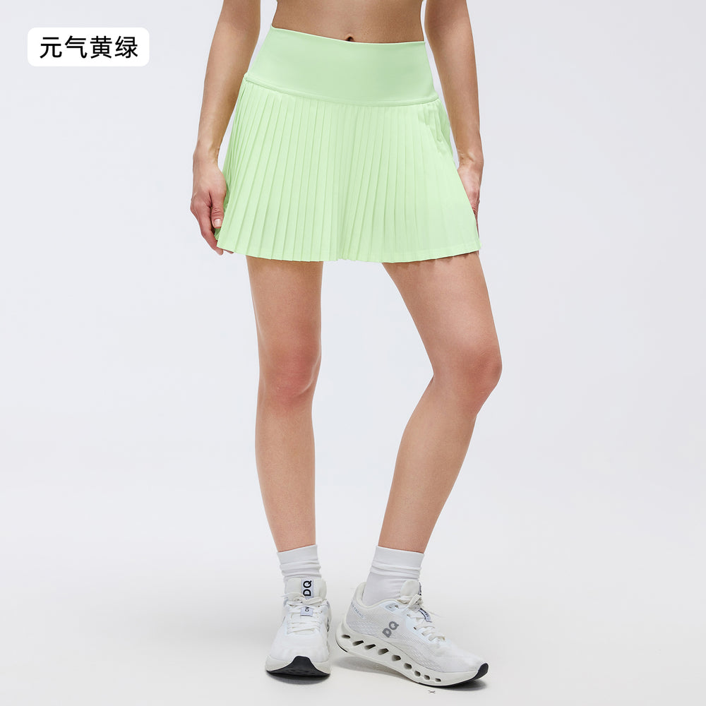 Luxtre new water-cooled cooling stretch fashion pleated skirt with double-layer anti-exposure three-quarter length sports skort dk383