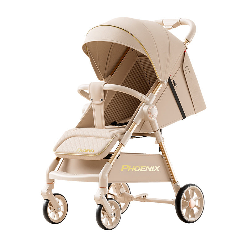 Phoenix baby walking artifact high landscape one-click folding baby walking baby one-way four-wheel shock absorber baby trolley can lie down