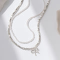 new arrivalbows necklace for women casualclassy sense of retro double-layered design imitation pearl clavicle chain