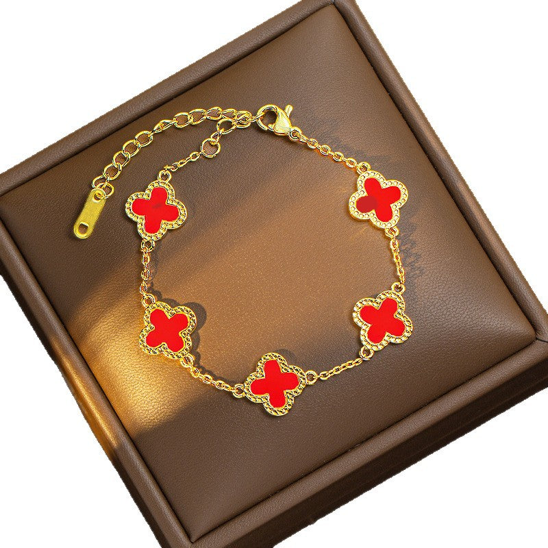 Four-leaf clover bracelet cross-border popular high-end accessible luxury wholesale jewelry niche accessories popular bracelets women's european and american jewelry