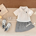 Girls' outfit set -  summer new arrival: stylish polo shirt & trendy casual sports skirt/trousers two-piece set for baby girls