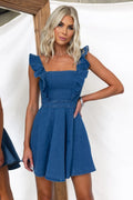 Amazon fashionexport cross-border independent station women's summerfashioncasualfashionbackless denim dress