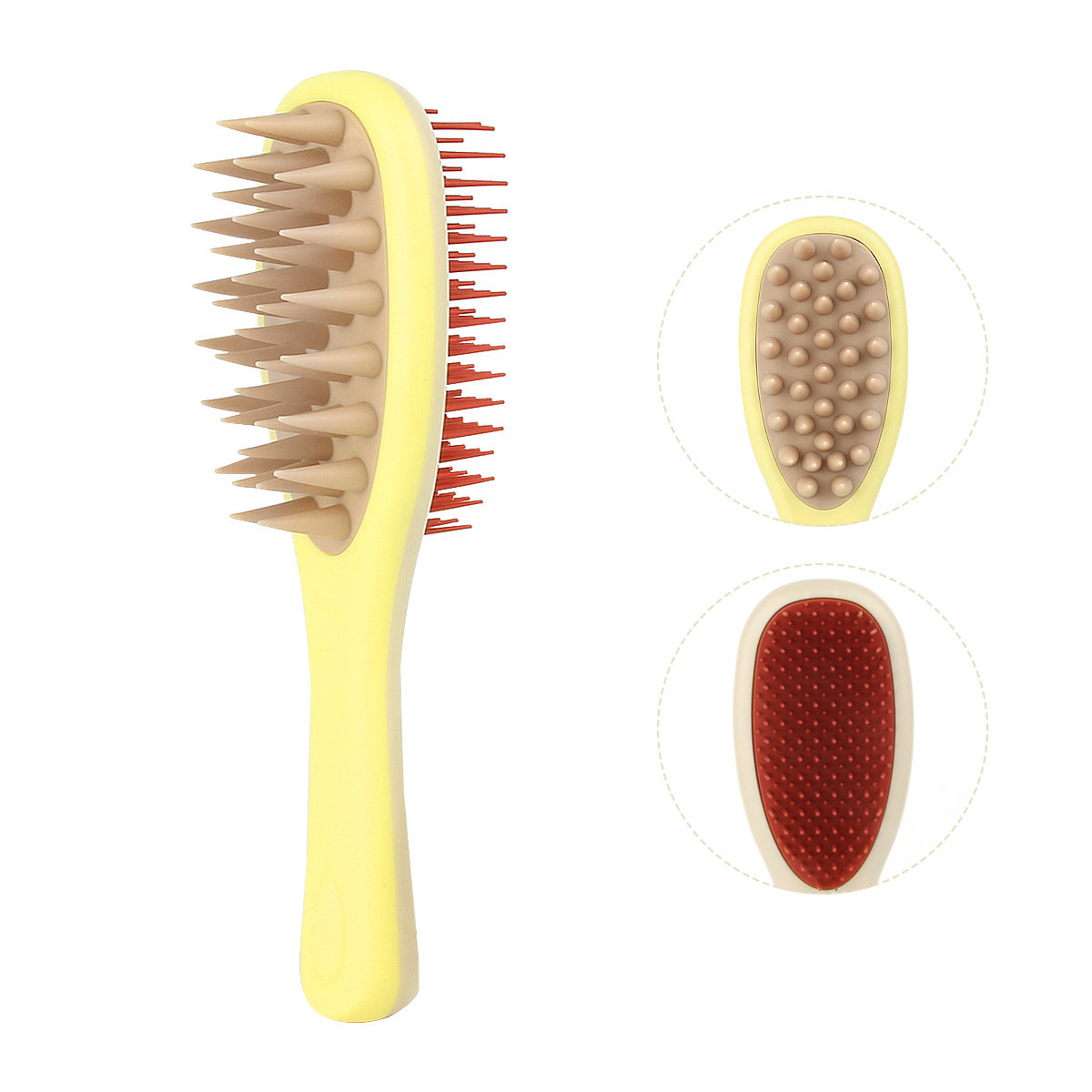 Cross-border long handle double tooth shampoo brush silicone handle shampoo comb rubbing bath massage shampoo comb scalp cleaning