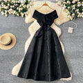 French style women's evening gown 2025 new collection - high-end one-shoulder patchwork waist-defining jacquard a-line maxi dress