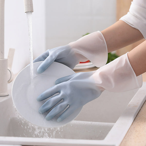 New durable and wear-resistant four-season dishwashing gloves women's thick waterproof housework kitchen washing vegetables washing clothes gloves plastic