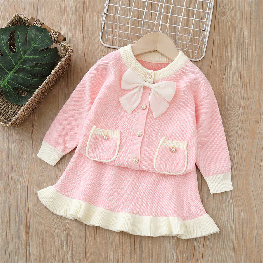 Girls' sweater cardigan set - new autumn  collection - chanel-inspired two-piece outfit for little girls