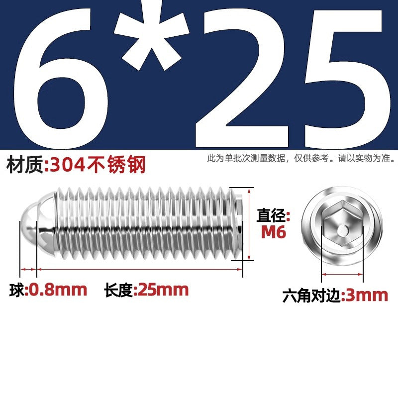 304 stainless steel/12.9 grade wave ball screw steel ball fastening spring ball head spring plunger ball glass positioning ball