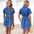 fashion  summer new arrival looseeasiest for match denim short sleeve dress export independent elegant