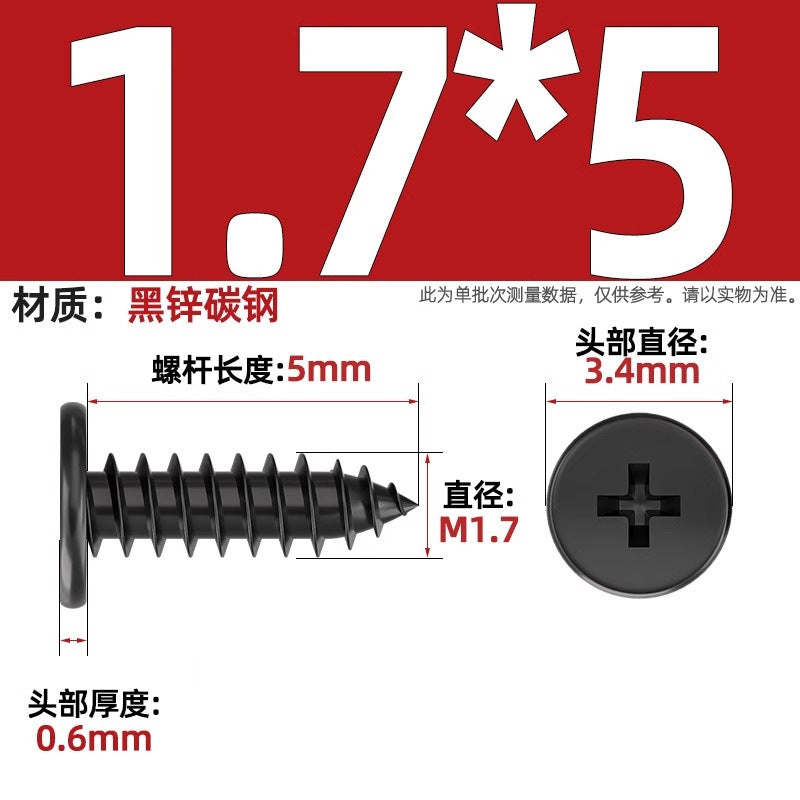 CA Iron Nickel Plated/Black Flat Head Cross Self-Tapping Screw Large Flat Thin Head Flat Head Pointed Tail Wood Self-Tapping Screw