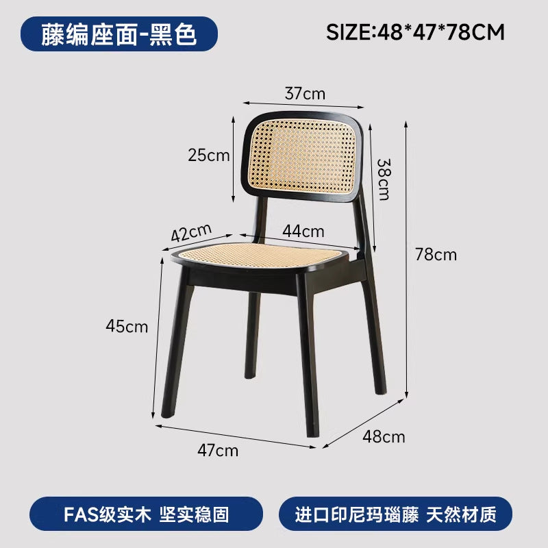 Casual modern rubber wood high bar stool wabi-sabi style rattan bar chair for home island chair other cloth dining chair