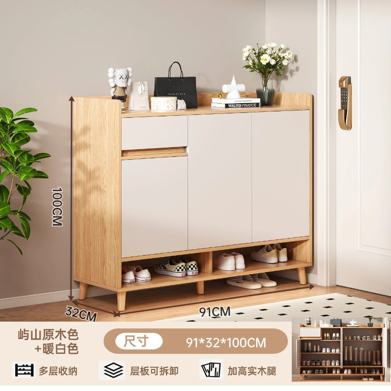 Solid wood shoe cabinet, indoor entrance to the home entrance, simple wall locker, shoe rack, log wind