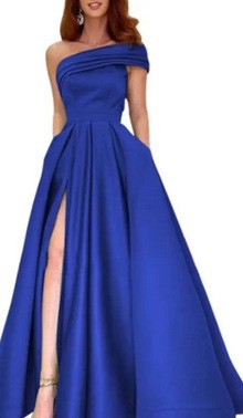 Export one-shoulder satin dress  evening dress birthday party tutu skirt green high slit sexy jumpsuit