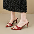 High-heeled slippers 2025 spring new arrival women's shoes casual lightweight pointed slippers one-shaped outwear high-heeled sandals