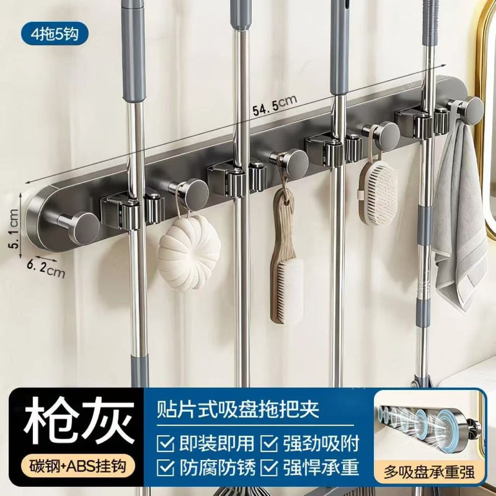 Suction cup mop wall hanging clip bathroom punch-free mop clip hanging broom mop hook fixed rack storage handy gadget