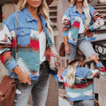 European and american cross-border e-commerce women's apparel:  independent store autumn new arrival - washed color block denim jacket, cropped top
