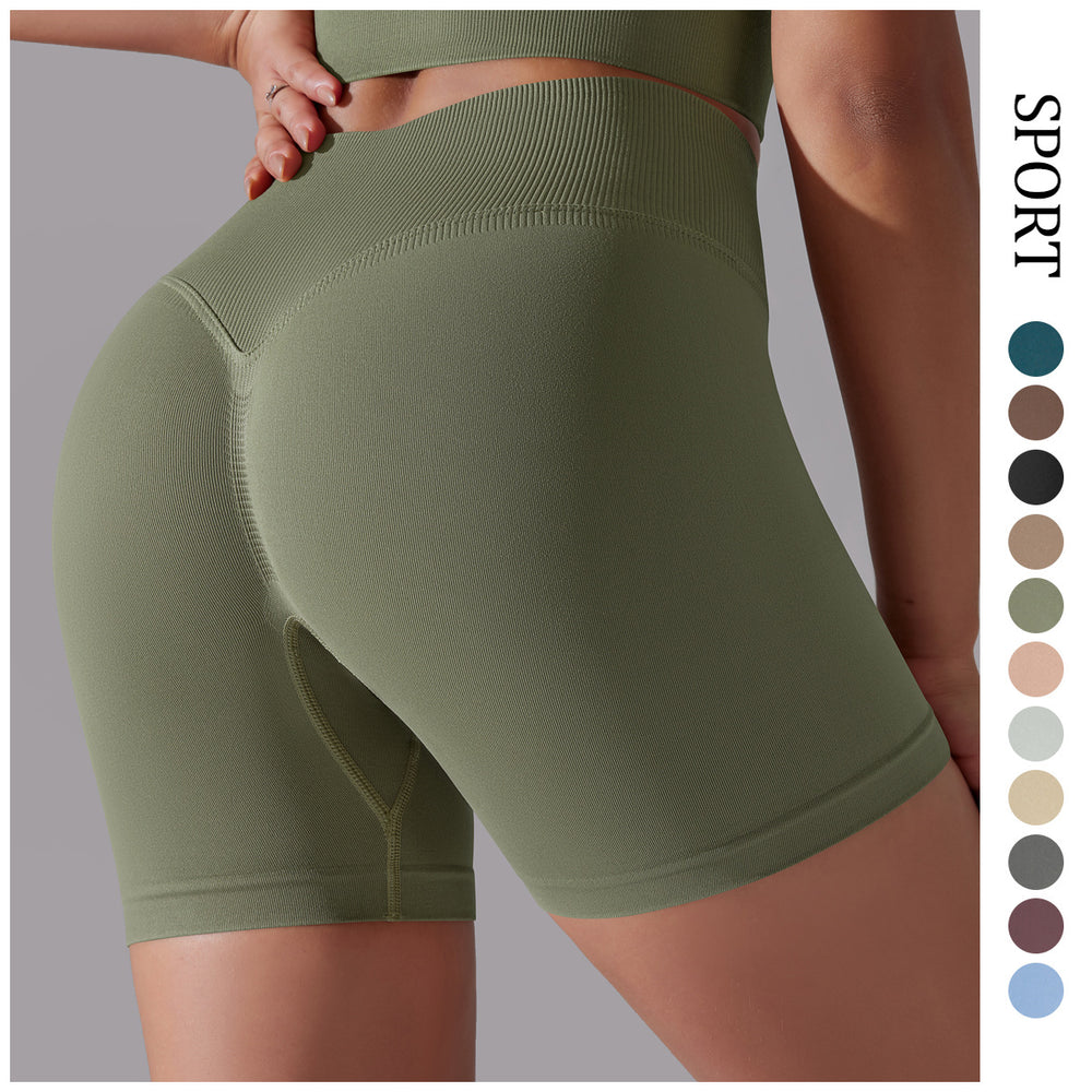 European and american high-waisted butt-lifting seamless quick-dry breathable yoga workout shorts for women - running, training, and fitness