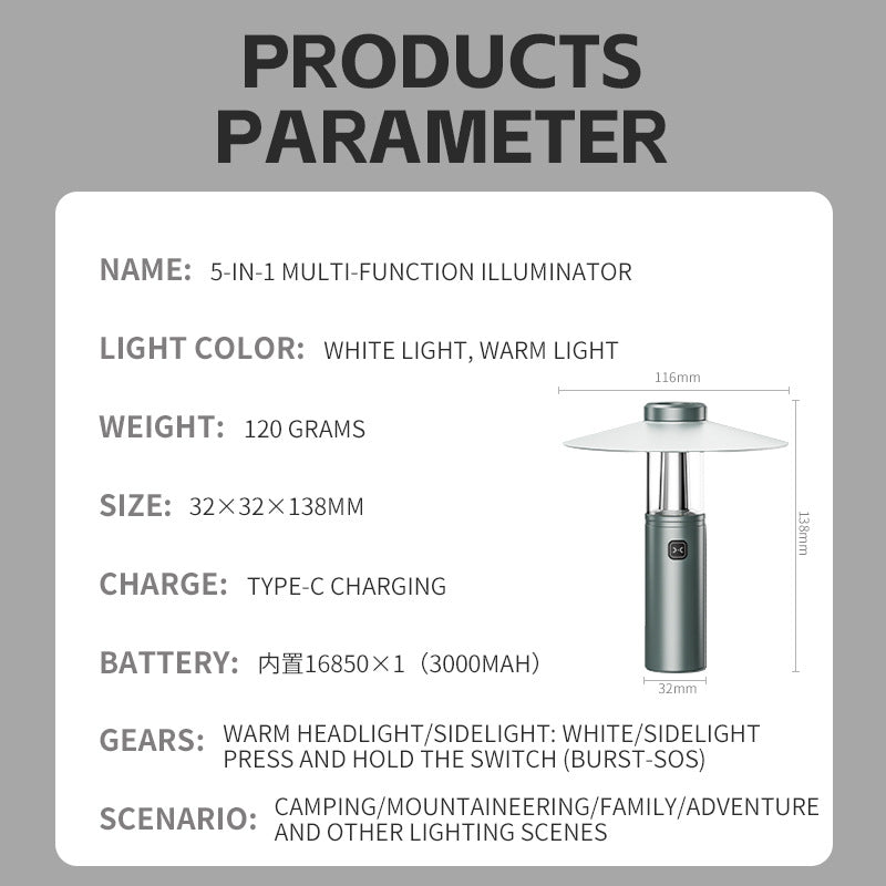 3-in-1 camping light, long battery life, multi-functional outdoor camping, fishing, portable flashlight, spot wholesale