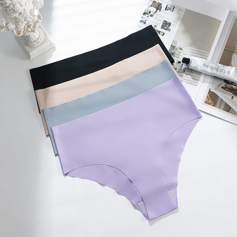 mid-waist plus size women's briefs seamless ice silk pants breathable quick-drying nylon underwear for women