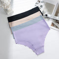 mid-waist plus size women's briefs seamless ice silk pants breathable quick-drying nylon underwear for women