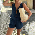 European and american spring/summer new arrivals: women's elegant sleeveless tie-strap minimalist versatile casual outfit set - cross-border exclusive