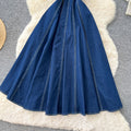 Frenchretro style denim square neck suspender dress female high waist casuala-line skirt slimming look large swing work clothing skirt