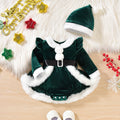 Baby girl cute christmas birthday holiday party outfit fuzzy patchwork romper dress