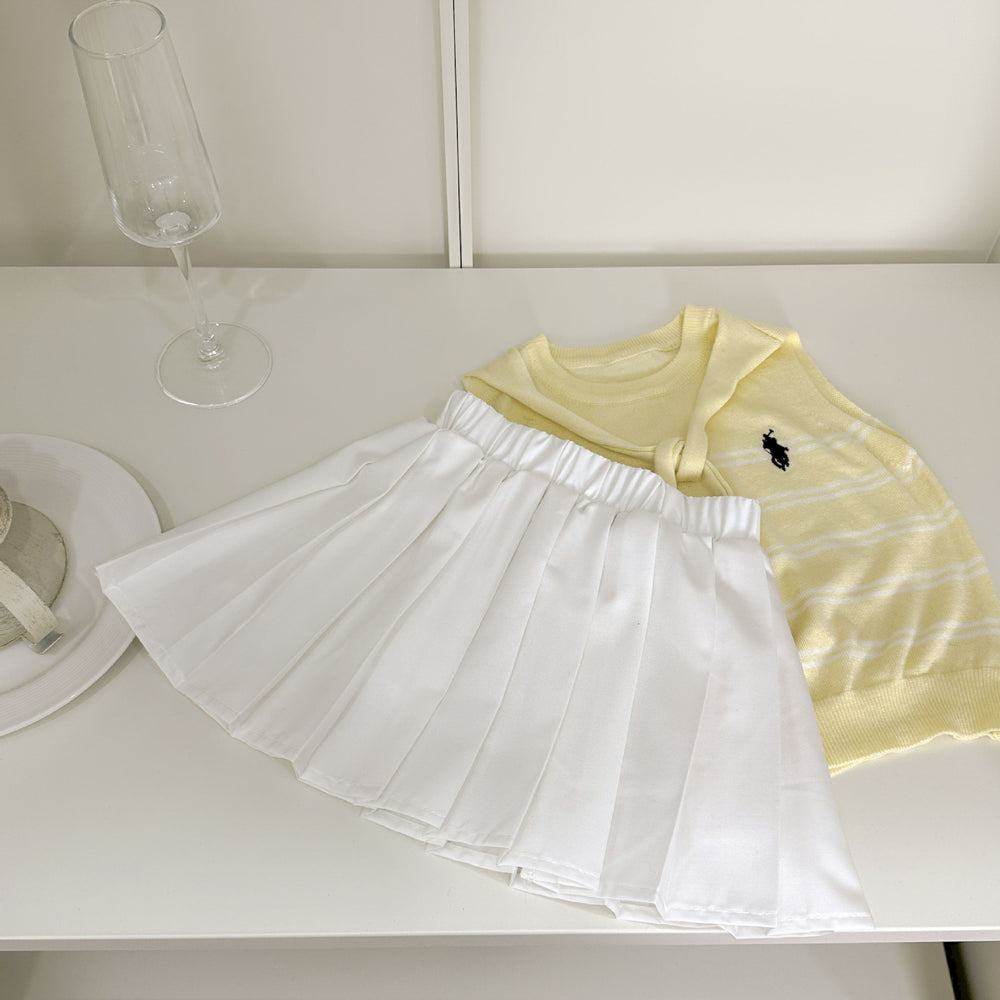 [summer clothing big sale free shipping] k-style children's clothing  new summer girls knitting pro vest children's pleated