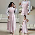 European and american cross-border   plaid sleeveless dress  new arrival elegant vacation french style