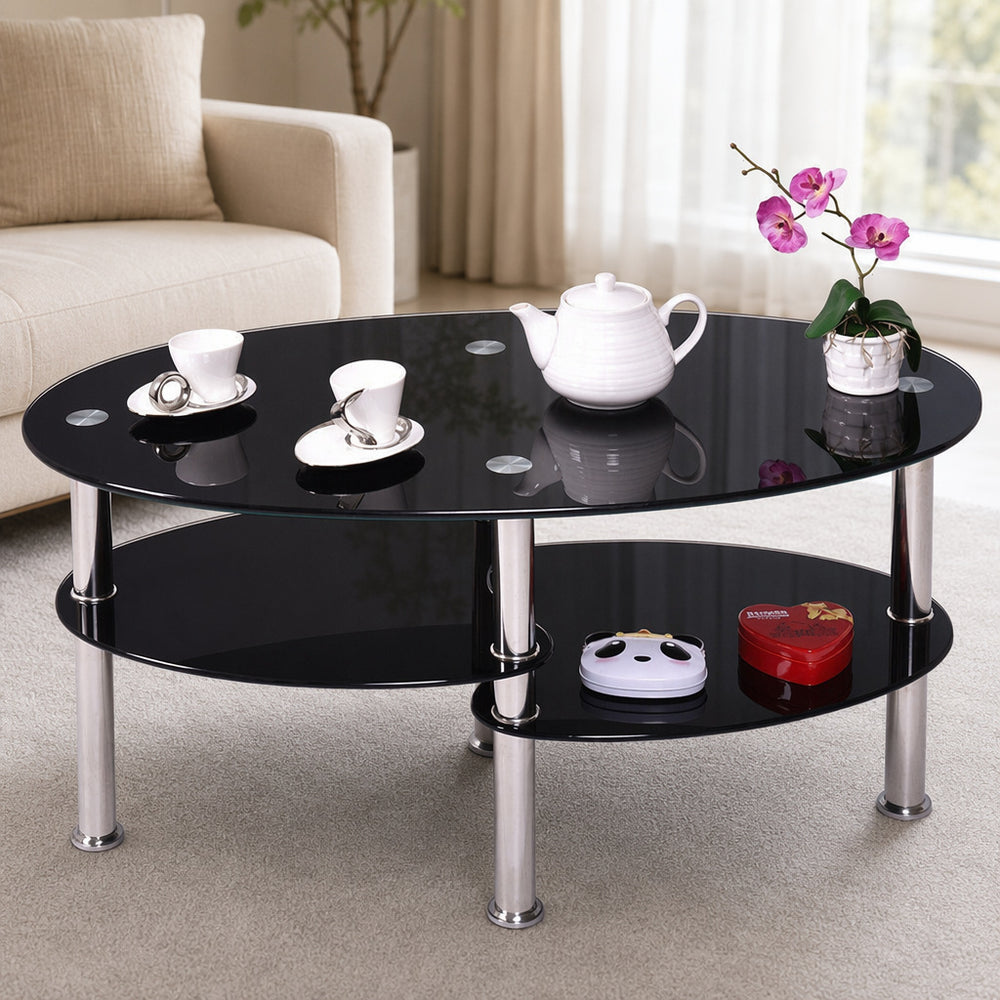 accessible luxury coffee table living room classy double-layer center table iron coffee table for home tempered glass coffee table