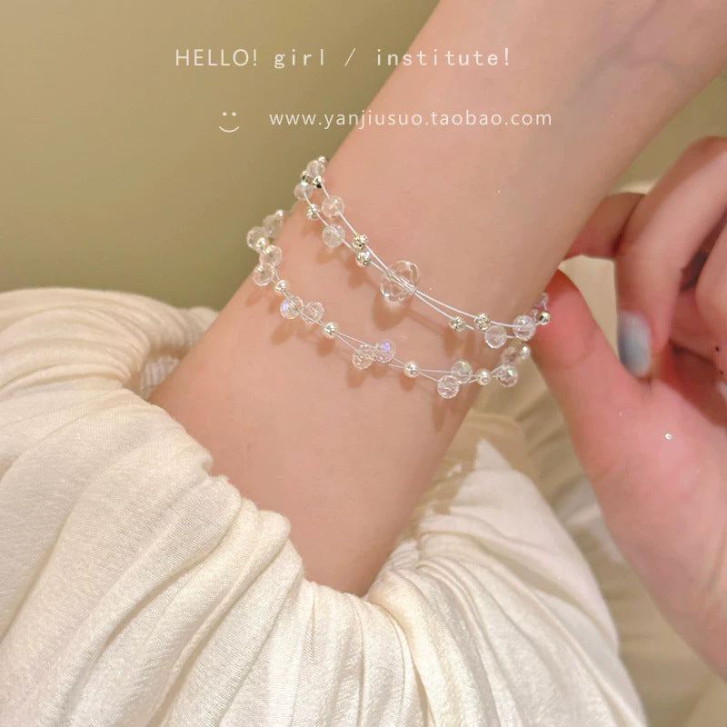 Summer light luxury double-layer crystal bracelet for women, 2026 new arrival, exquisite and sophisticated handmade bracelet with unique design