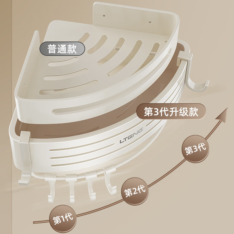Milk white corner rack bathroom non-punching toilet tripod space aluminum storage bathroom table corner rack