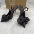 Za2025winternew arrival women's shoes bowselegant socialite high-heeled mules shoes flatsflats back strap sandals