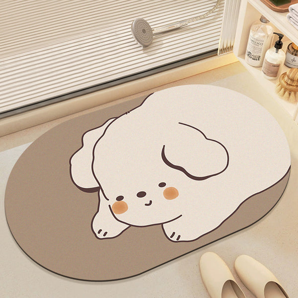 Cartoon bathroom absorbent floor mat, diatom mud cushion, quick-drying non-slip toilet door toilet floor mat, bathroom household