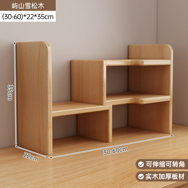 Solid wood core desktop bookshelf dormitory desktop storage office station storage simple corner multi-layer telescopic bookcase