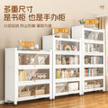 Steel bookcase glass door bookshelf for home living room storage cabinet floor-standing dust-proof figure display cabinet iron storage rack