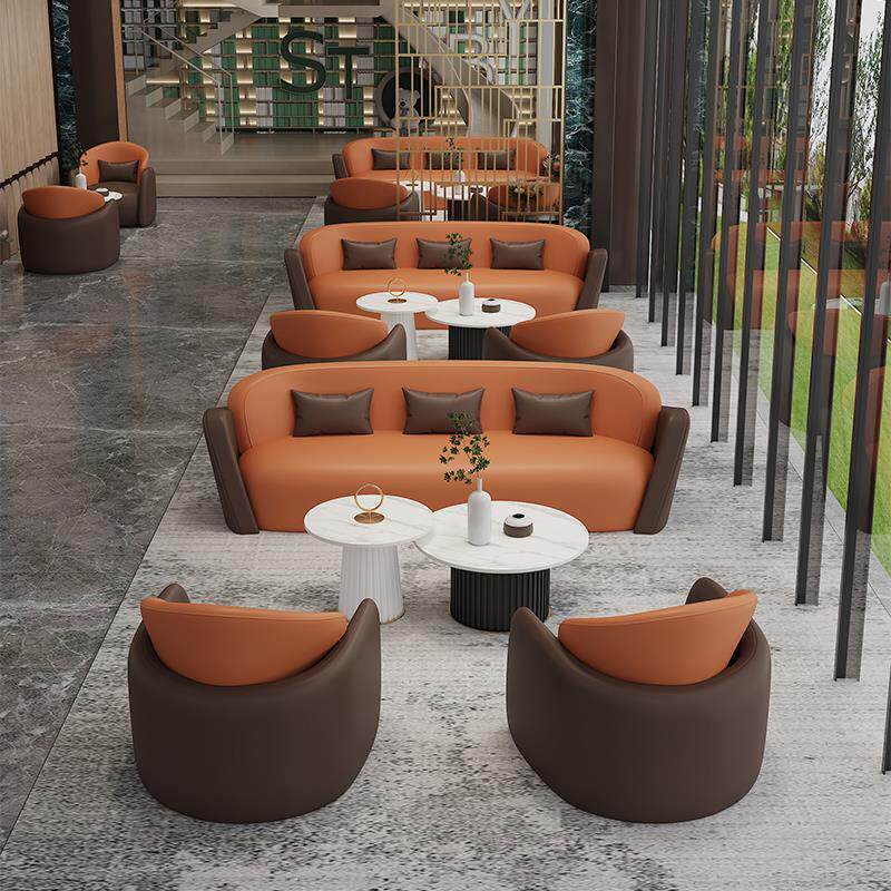 Sales office reception sofa, dessert shop, coffee shop sofa, coffee table combination, company business reception sofa, round table
