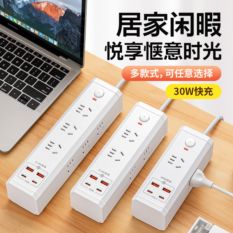 Multi-outlet power strip panel, multi-port converter, desktop power strip, 35w fast charging usb power strip