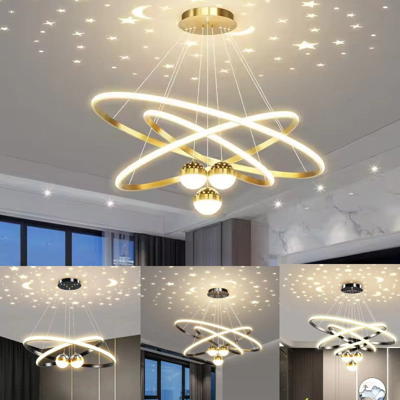 Zhongshan Lighting Starry Sky Projection Ceiling Light Apartment Living Room Light Main Light Dining Room Chandelier Bedroom Living Room Chandelier