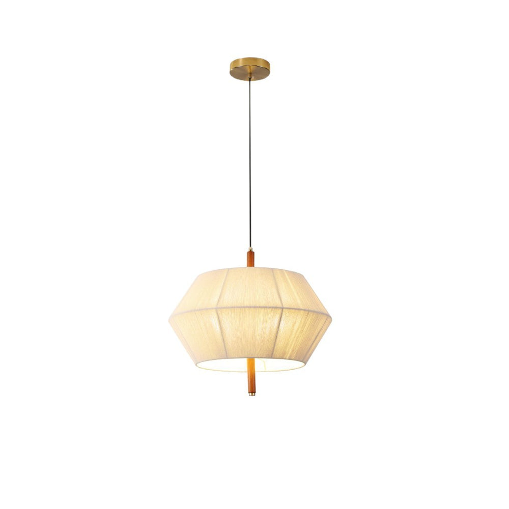 Wabi-sabi style rhombus fabric dining pendant walnut soft light single head dining table b&b study log atmosphere chandelier