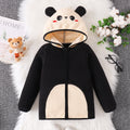 kids fleece capsules outwearfall and winter cartoon embroidered panda color matchingthickened hooded girl zippertops