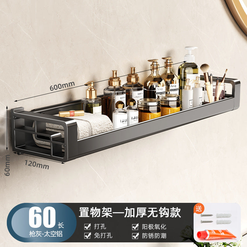 Wholesale Factory Direct Sales Thickened Profile Toilet Shelf Space Aluminum Bathroom Cosmetics Storage Rack No Punching