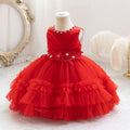 Exportnew arrival female flower girl evening dress tutu cake princess dress first birthday dress baby dress